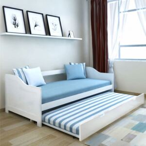 Wysuwane łóżko sosnowe/sofa 200x90 cm Białe