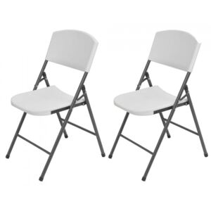Składane krzesła do ogrodu, 2 szt., HDPE i stal, białe