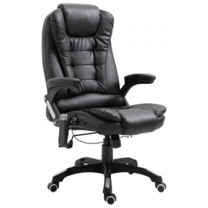 Krzesło biurowe z masażem, czarne, sztuczna skóra
