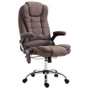 Krzesło biurowe z masażem, brązowe, poliester