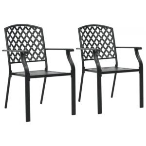 Krzesła ogrodowe, sztaplowane, 2 szt., stalowe, czarne