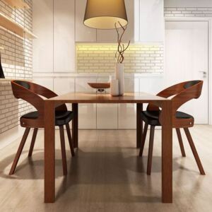 Krzesła do jadalni, 2 szt., drewno i sztuczna skóra, brązowe