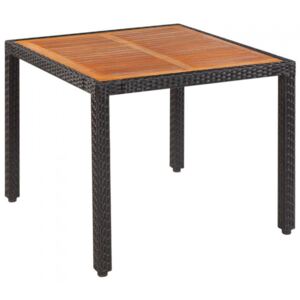 Stół do ogrodu, rattan PE i drewno akacjowe, 90x90x75 cm