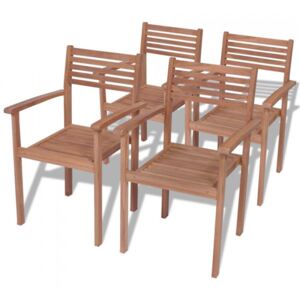 Krzesła ogrodowe sztaplowane, 4 szt., lite drewno tekowe