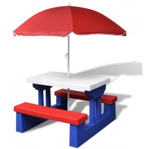 Dziecięcy stół piknikowy z parasolem