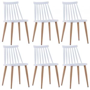 Krzesła jadalniane, 6 szt., białe, plastik