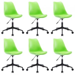 Obrotowe krzesła jadalniane, 6 szt., zielone, sztuczna skóra