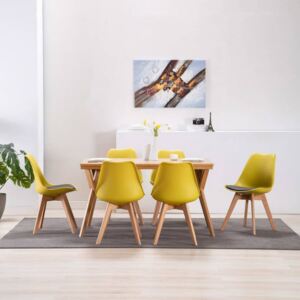 Krzesła do jadalni, 6 szt., żółto-czarne