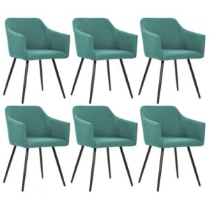Krzesła do jadalni, 6 szt., zielone, materiałowe