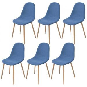Krzesła do jadalni, 6 szt., tkanina, niebieska