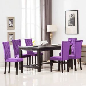 Krzesła do jadalni, 6 szt., aksamit, fioletowe