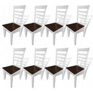 Krzesła do jadalni, 8 szt., drewniane, brązowo-białe