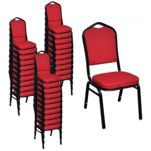 Krzesła do jadalni, 30 szt., sztaplowane, materiałowe, czerwone