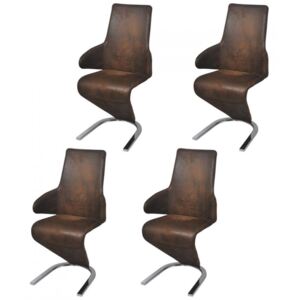 Krzesła jadalniane z podłokietnikami brązowe 4 sztuki