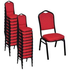 Krzesła do jadalni, 20 szt., sztaplowane, materiałowe, czerwone