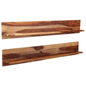 Półki ścienne, 2 szt., 169 x 26 x 20 cm, lite drewno sheesham