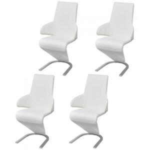Krzesła jadalniane z podłokietnikami ze sztucznej skóry 4 sztuki białe