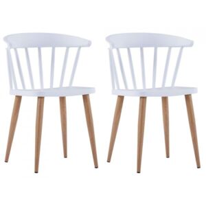 Krzesła jadalniane, 2 szt., białe, plastik