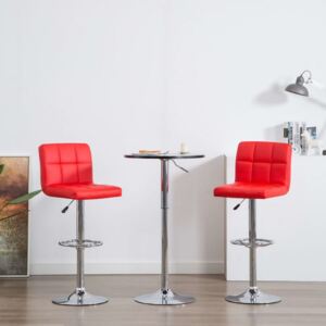 Krzesła barowe, 2 szt., sztuczna skóra, czerwone