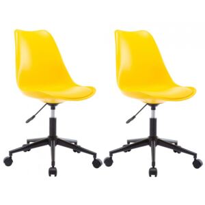 Krzesła jadalniane, 2 szt., obrotowe, żółte, sztuczna skóra