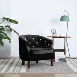 Fotel tapicerowany aksamitem, 65 x 64 x 65 cm, czarny