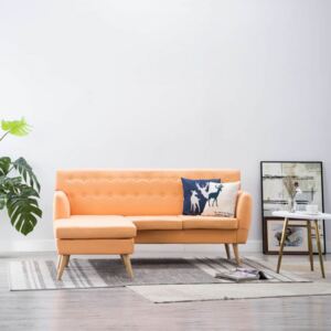 Sofa z leżanką, obita tkaniną, 171,5x138x81,5 cm, pomarańczowa