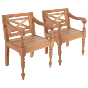 Krzesła Batavia, 2 szt., lite drewno mahoniowe, jasnobrązowe