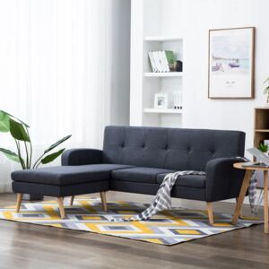 Sofa w kształcie L, obita tkaniną, 186x136x79 cm, ciemnoszara