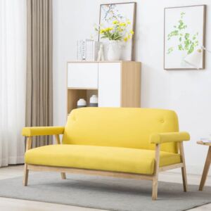 3-osobowa sofa tapicerowana tkaniną, żółta