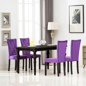 Krzesła do jadalni, 4 szt., aksamitne, fioletowe