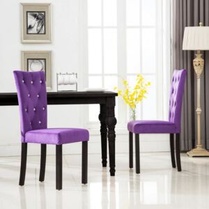 Krzesła do jadalni, 2 szt., aksamitne, fioletowe
