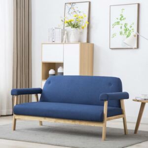 Sofa 3-osobowa tapicerowana tkaniną, niebieska
