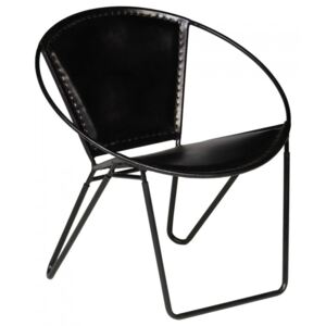 Fotel z prawdziwej skóry, 69 x 69 x 69 cm, czarny