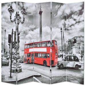 Składany parawan, 200 x 180 cm, londyński autobus, czarno-biały