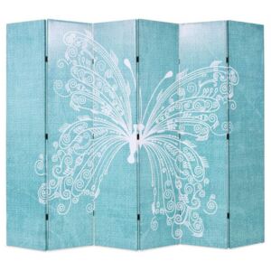 Składany parawan, 228 x 180 cm, niebieski motyl