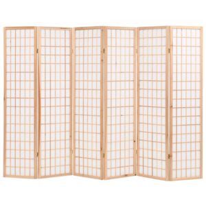 Parawan 6-panelowy w stylu japońskim, 240x170 cm, naturalny