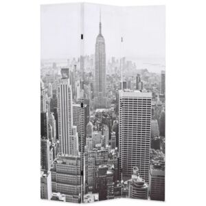 Składany parawan, 120x180 cm, Nowy Jork za dnia, czarno-biały