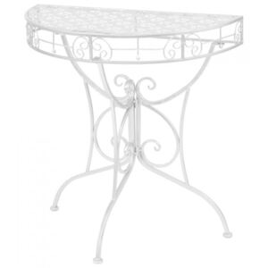 Półokrągły stolik vintage, metalowy, 72 x 36 x 74 cm, srebrny