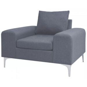 Fotel materiałowy z poduszką, stalowe nogi, jasnoszary