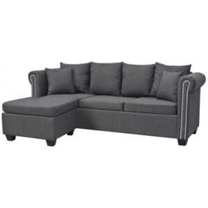 Sofa w kształcie litery L, tkanina, 200x140x73 cm, ciemnoszara