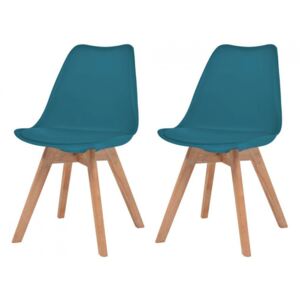 Krzesła, 2 szt., sztuczna skóra, lite drewno, turkusowe