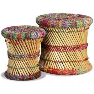 Zestaw stołków, bambusowych w stylu chindi, 2 szt., kolorowe