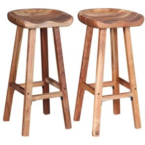 Dwa stołki barowe z drewna akacjowego, 38x37x76 cm