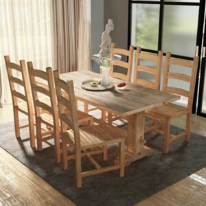 Zestaw mebli do jadalni 7 elementów, stół i krzesła, drewno tekowe