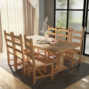 Zestaw mebli do jadalni 7 elementów, stół i krzesła, drewno tekowe