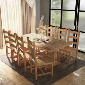 Zestaw mebli do jadalni 9 elementów, stół i krzesła, drewno tekowe