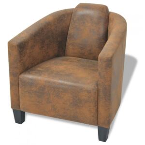 Fotel, brązowy materiał