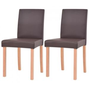 Krzesła, 2 szt., sztuczna skóra, drewno bukowe, brązowe