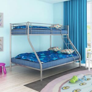 Łóżko piętrowe dla dzieci z szarą metalową ramą 200x140/200x90