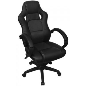 Krzesło biurowe w stylu sportowym ze sztucznej skóry czarne